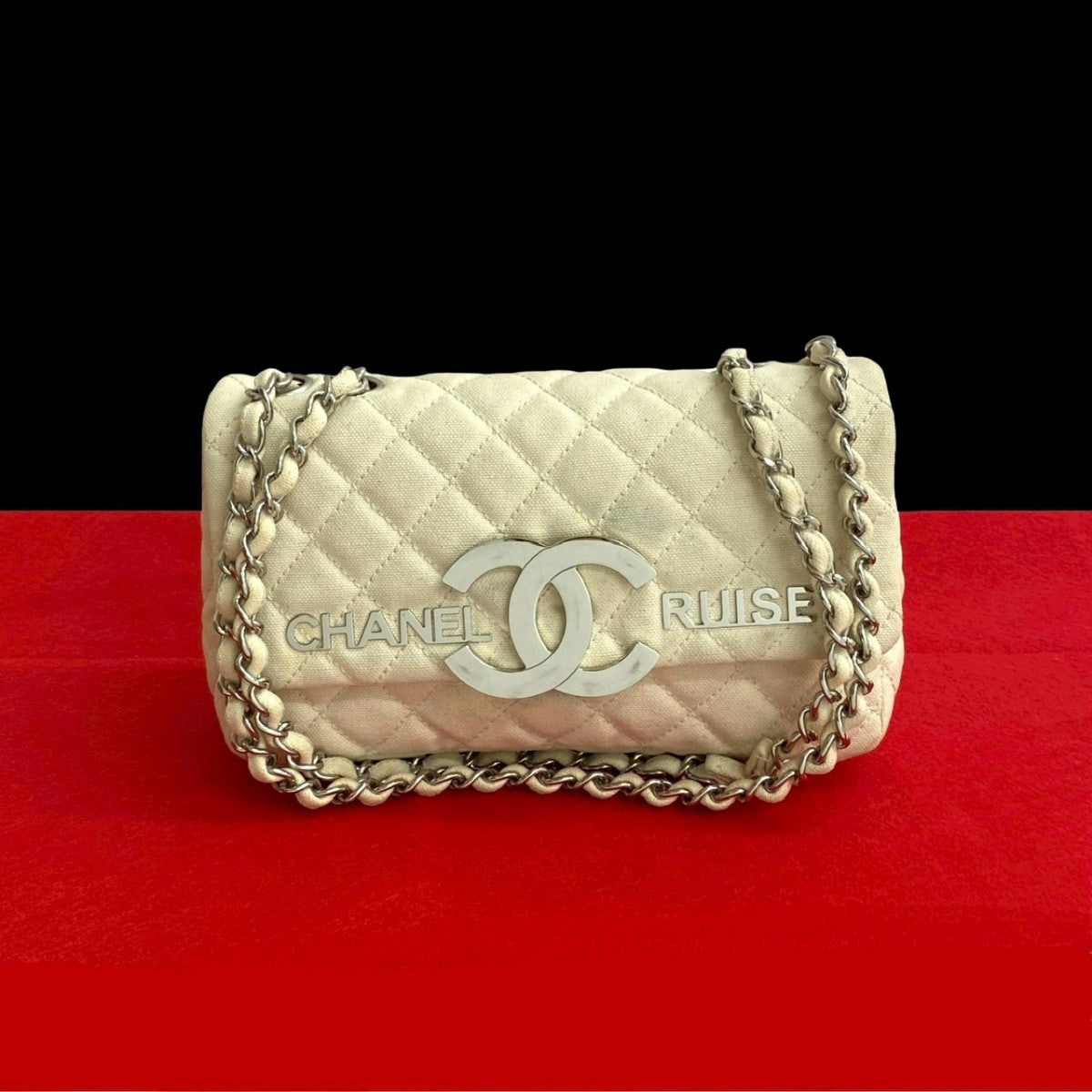 CHANEL Shoulder Bag canvas white Matrasse Cruise collection