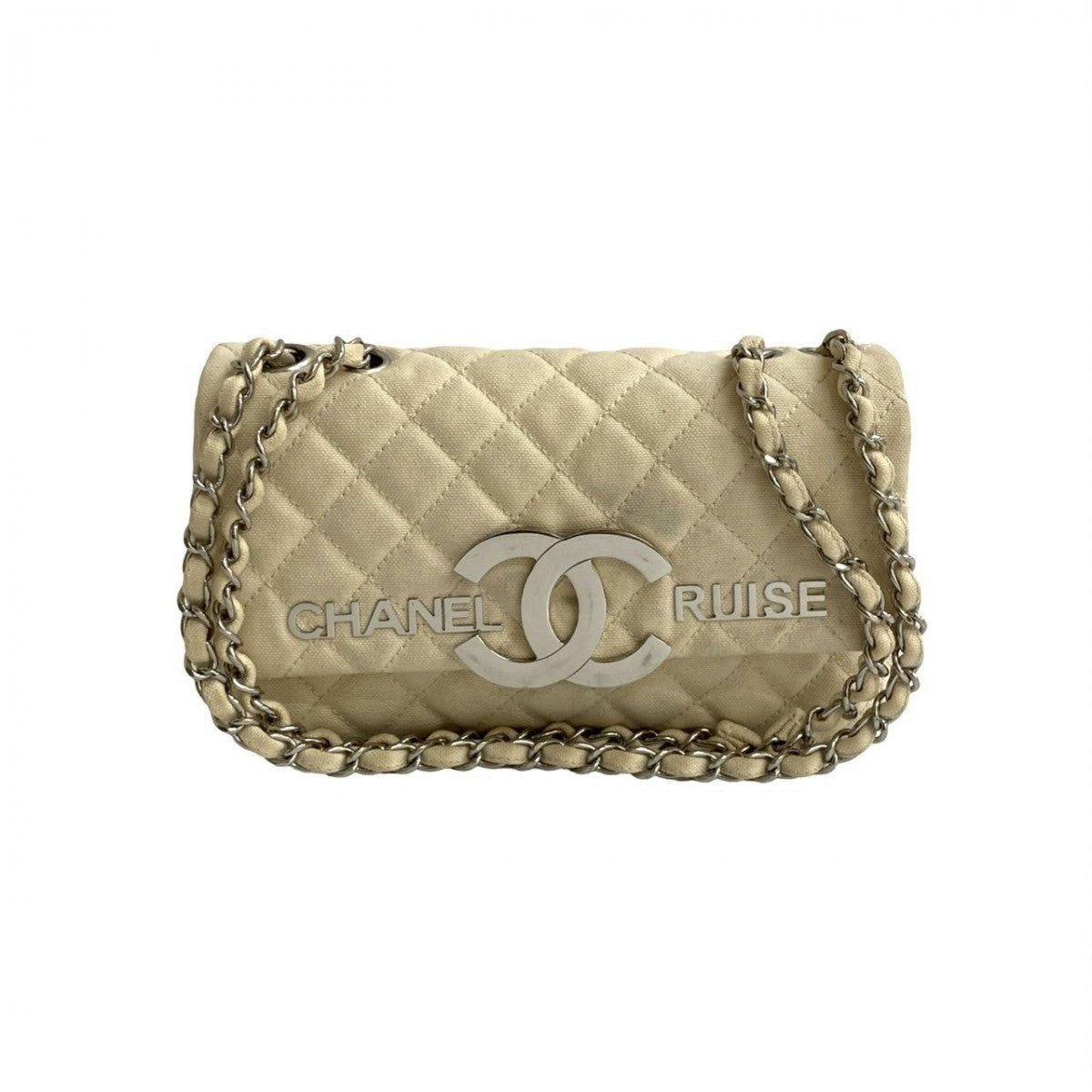 CHANEL Shoulder Bag canvas white Matrasse Cruise collection