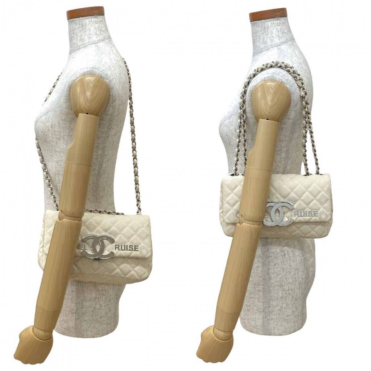 CHANEL Shoulder Bag canvas white Matrasse Cruise collection