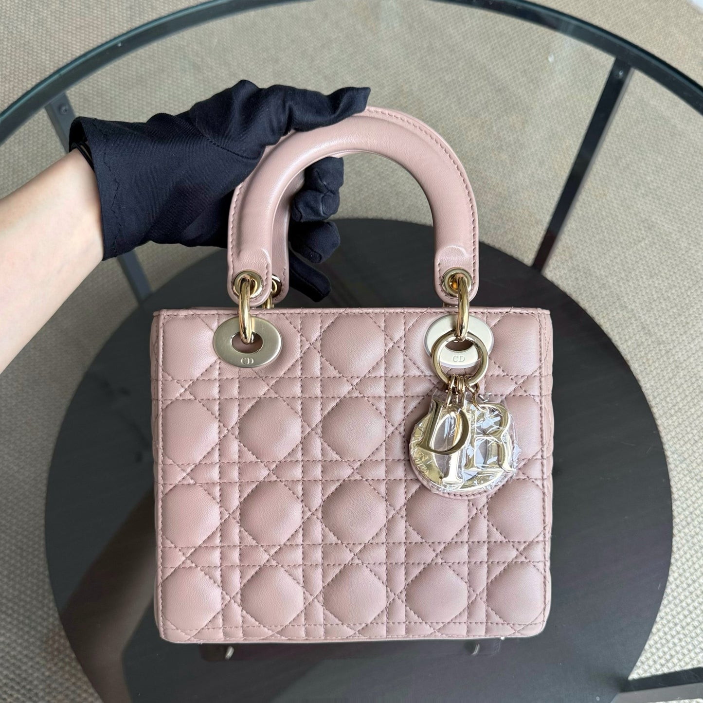 Dior Lady Small Flap - Cannage Lambskin Blush Pink Gold Hardware