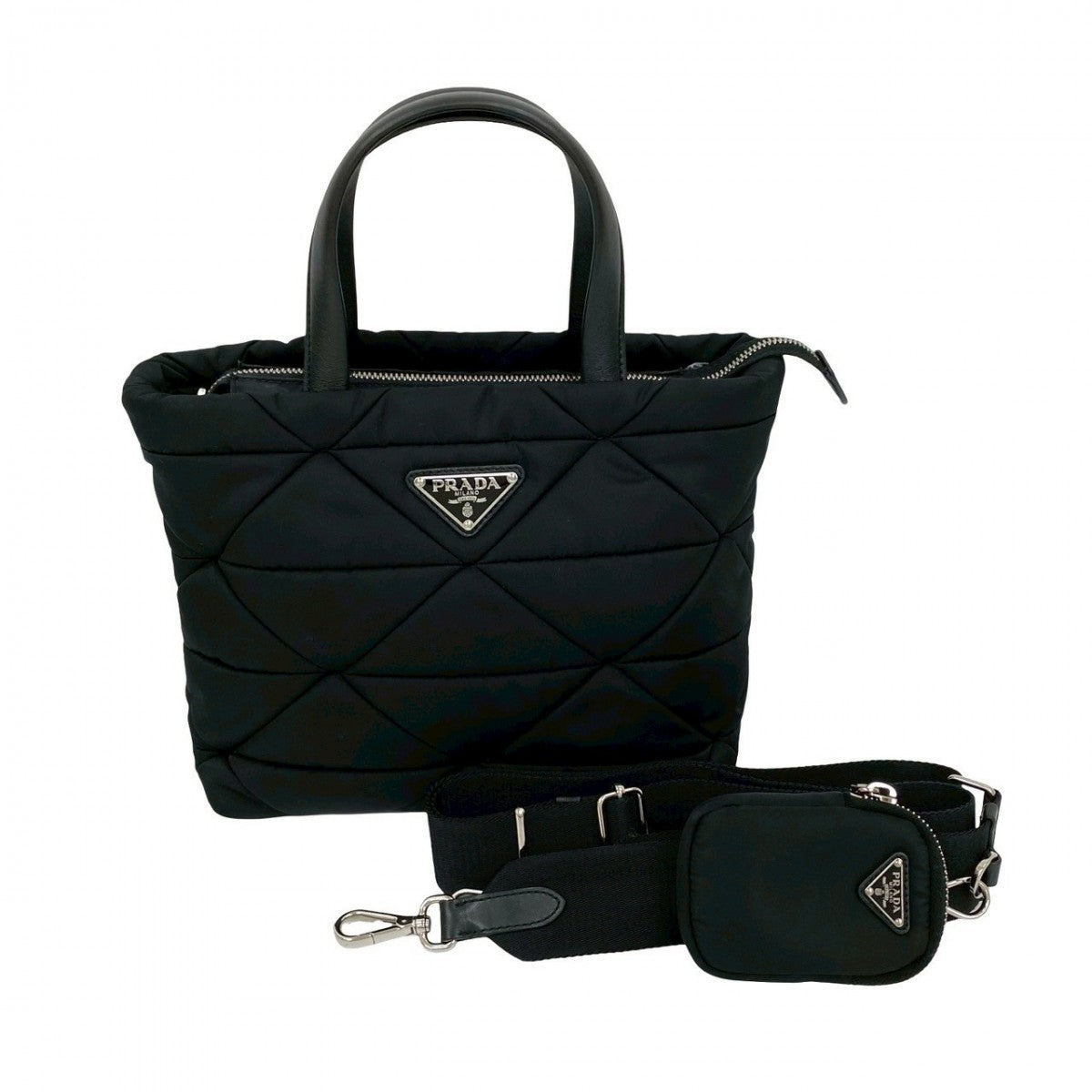 PRADA Shoulder Bag Nylon black Re-Nylon padding
