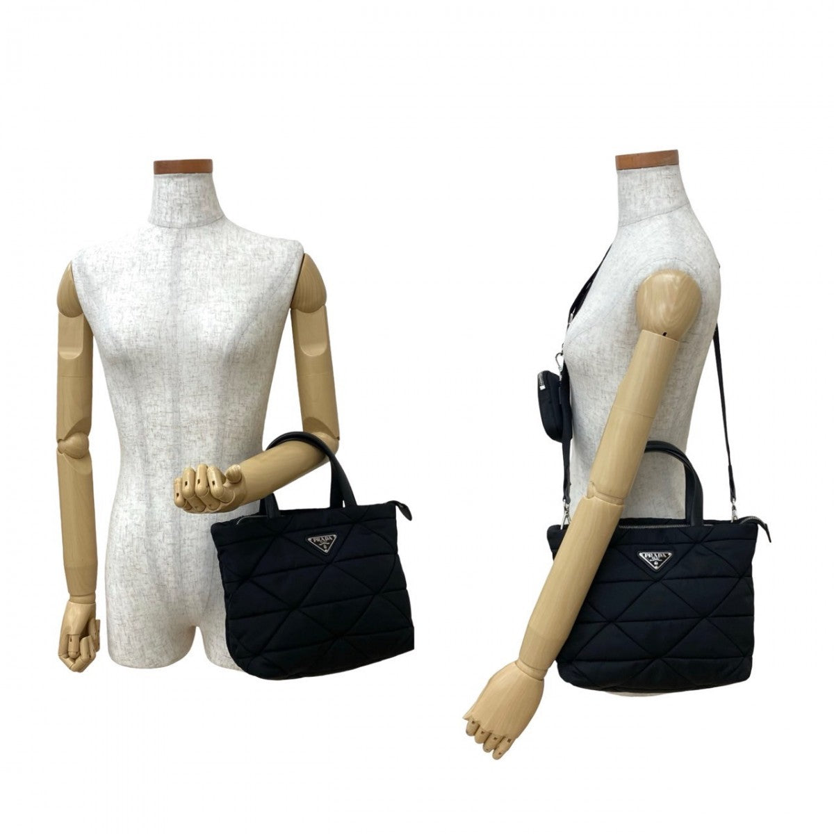 PRADA Shoulder Bag Nylon black Re-Nylon padding
