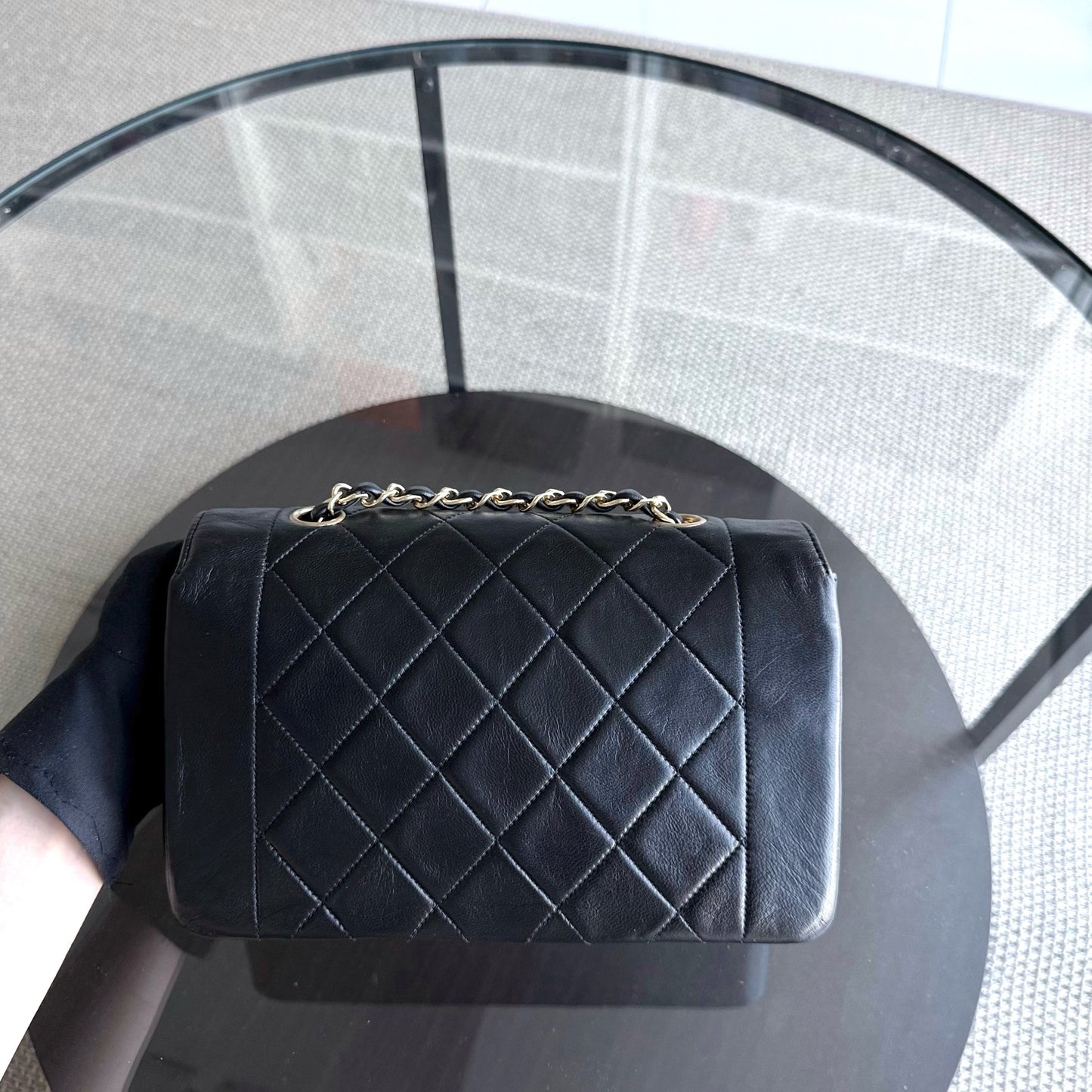 Chanel Diana   - Quilted Lambskin Black Gold Hardware Series 2
