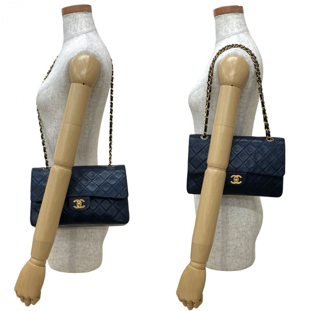 CHANEL Shoulder Bag lambskin Navy Matrasse