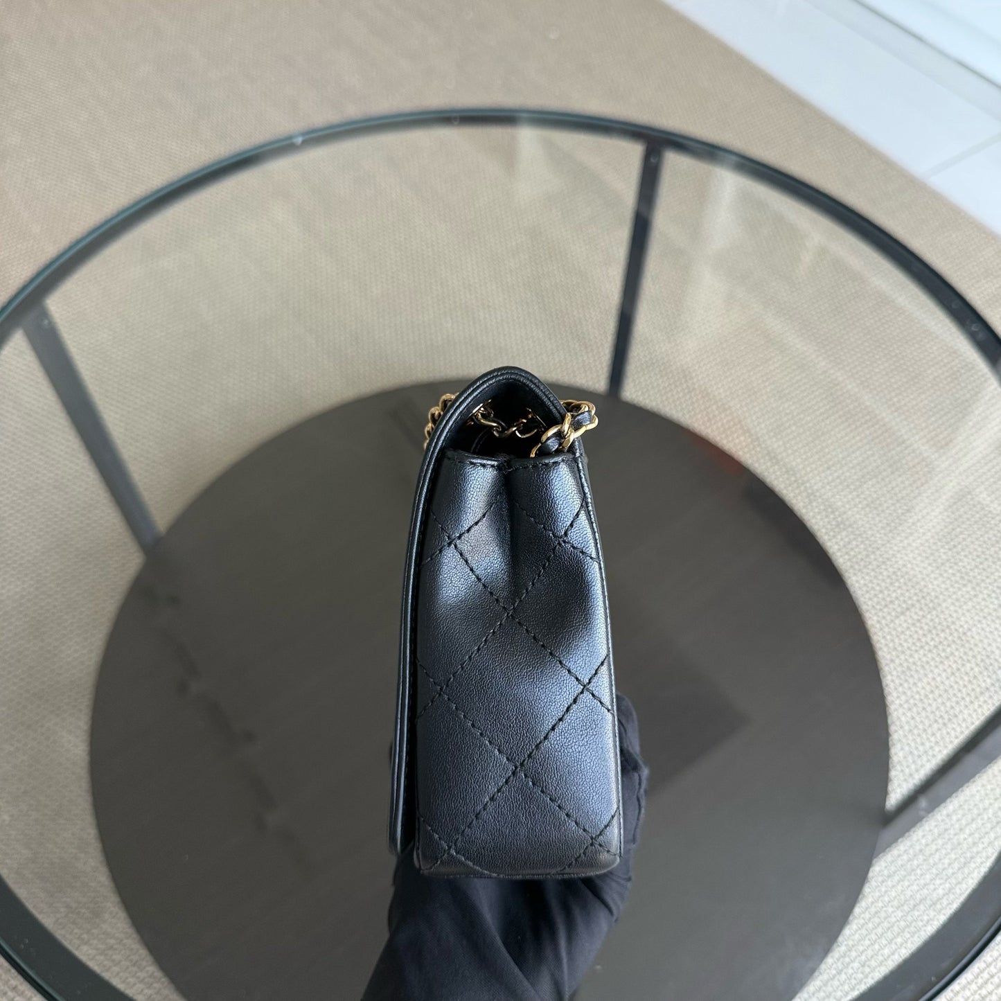Chanel Seasonal Flap Mademoiselle  - Quilted Calfskin Black Gold Hardware Series 21