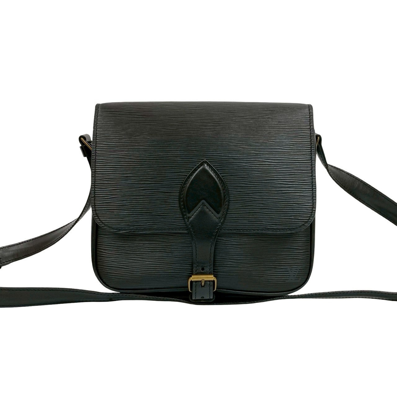LOUIS VUITTON Shoulder Bag leather black Epi Saint-Cloud