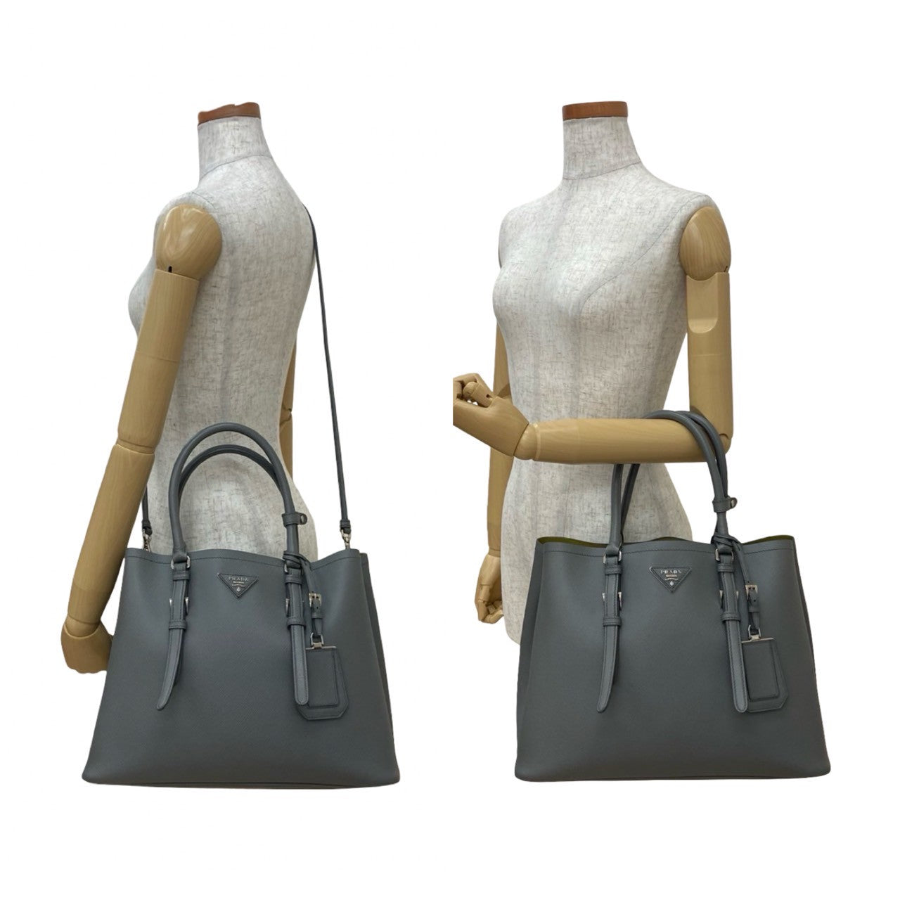 PRADA Shoulder Bag leather gray