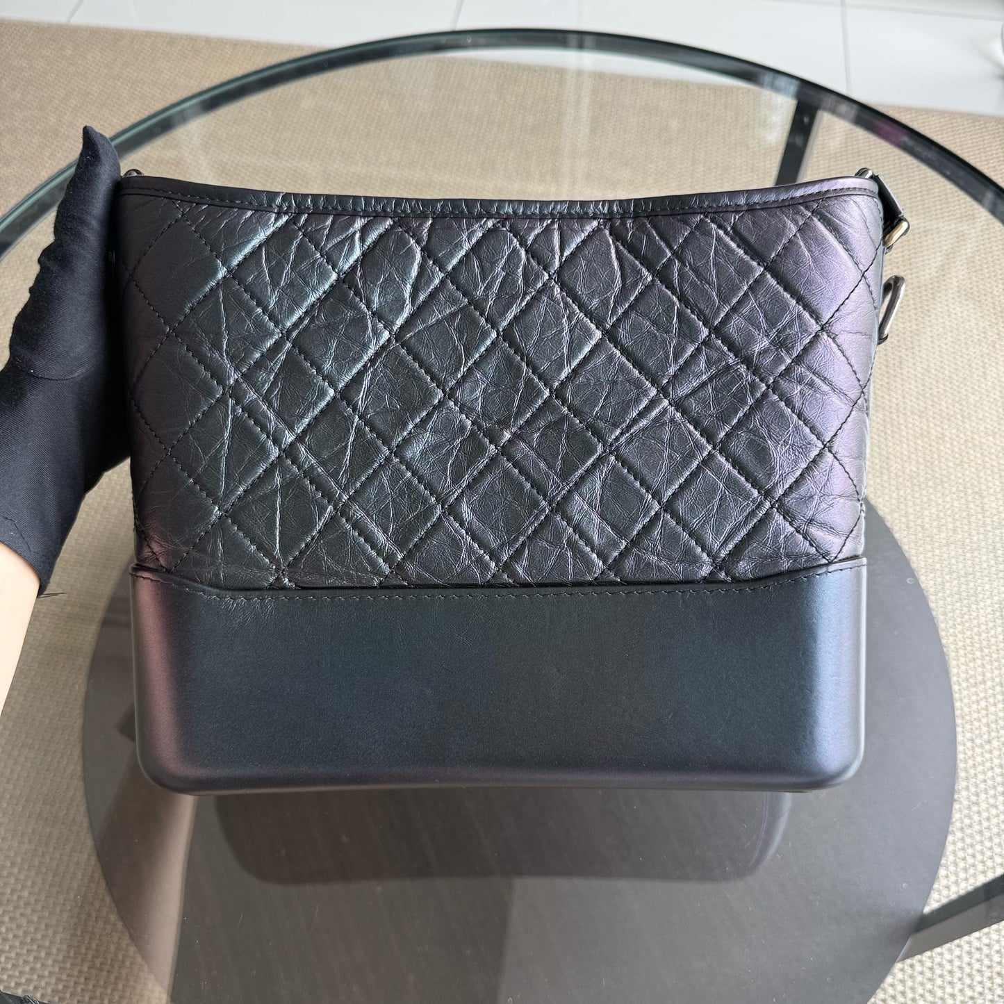 Chanel Gabrielle Medium - Aged Calfskin Dark Iridescent Two-tone Gold Hardware Series 27