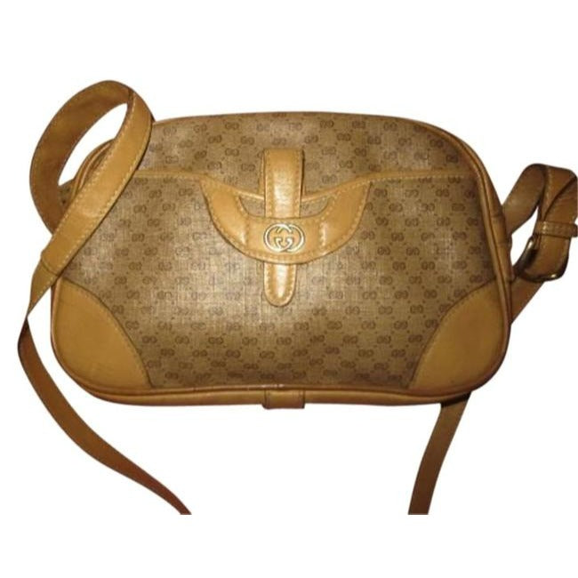 Gucci   Hobo Shades Of Brown Leather Coated Canvas Cross Body Bag