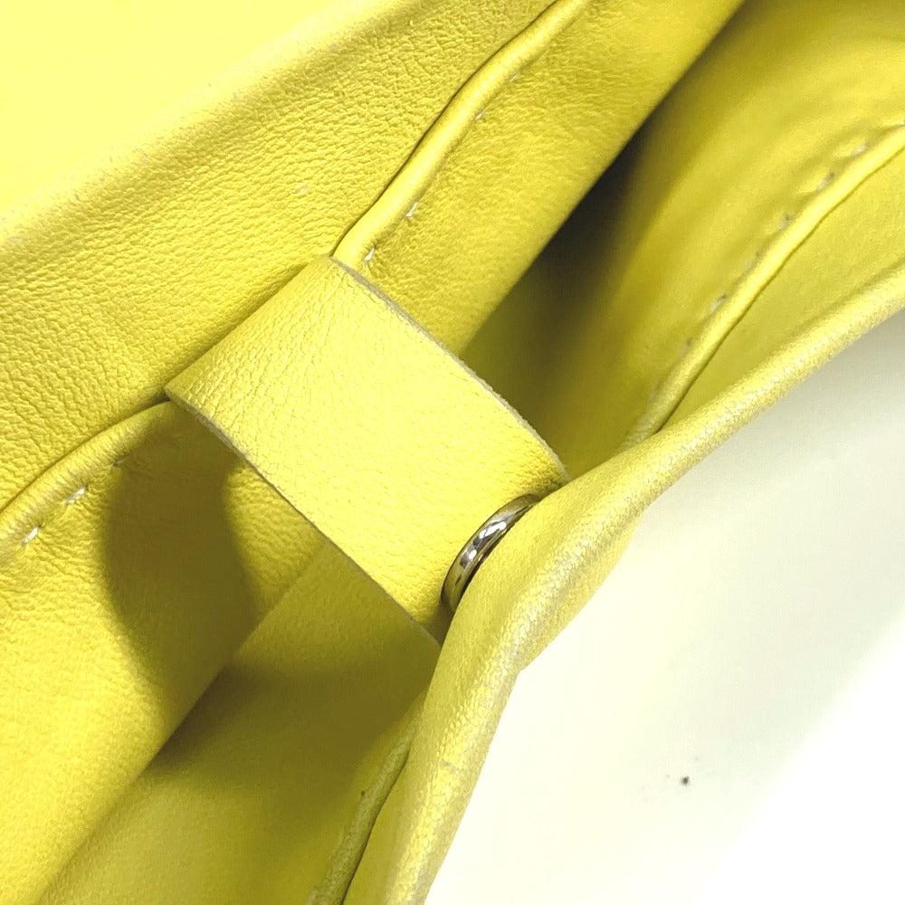 HERMES Shoulder Bag leather yellow Punching logo Crude cell Women  d