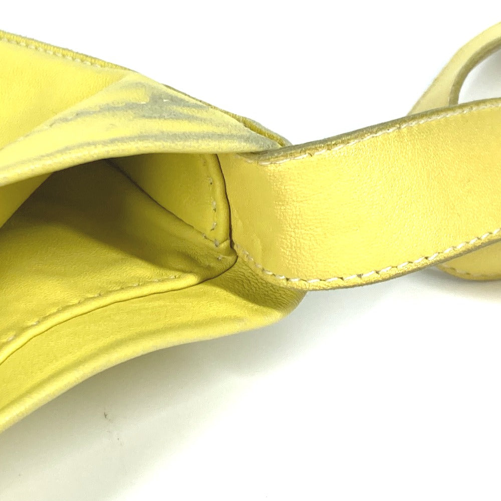 HERMES Shoulder Bag leather yellow Punching logo Crude cell Women  d