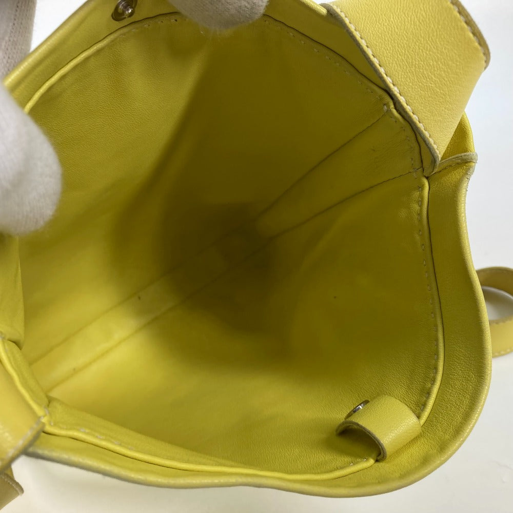 HERMES Shoulder Bag leather yellow Punching logo Crude cell Women  d