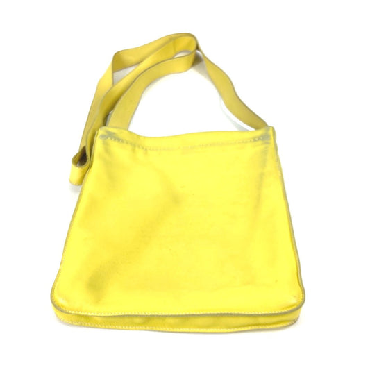 HERMES Shoulder Bag leather yellow Punching logo Crude cell Women  d