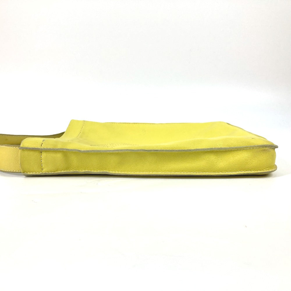 HERMES Shoulder Bag leather yellow Punching logo Crude cell Women  d