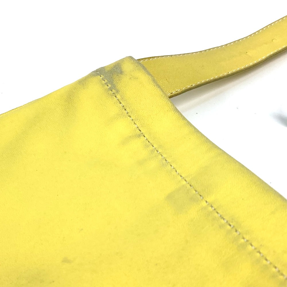 HERMES Shoulder Bag leather yellow Punching logo Crude cell Women  d