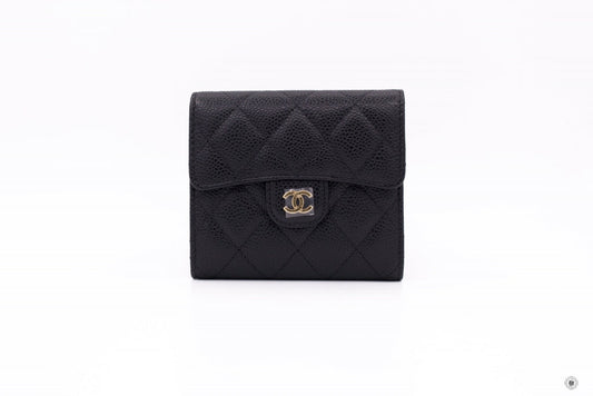 Chanel AP Y Classic Fold Wallet (old Model: A) Black Caviar Short Wallet Ghw
