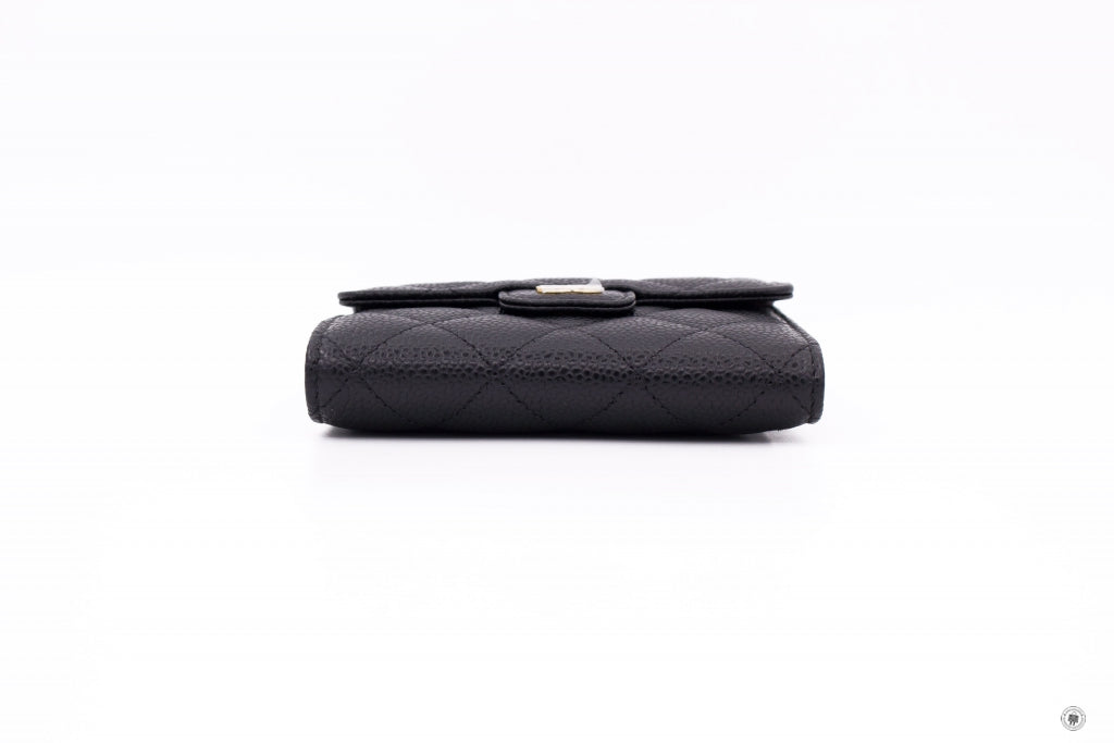 Chanel AP Y Classic Fold Wallet (old Model: A) Black Caviar Short Wallet Ghw