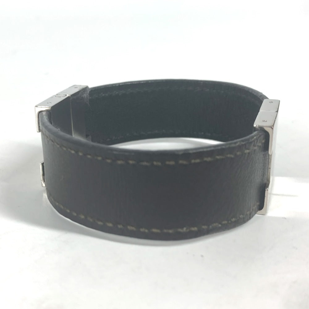 HERMES bracelet leather black Lurie H logo Women  d