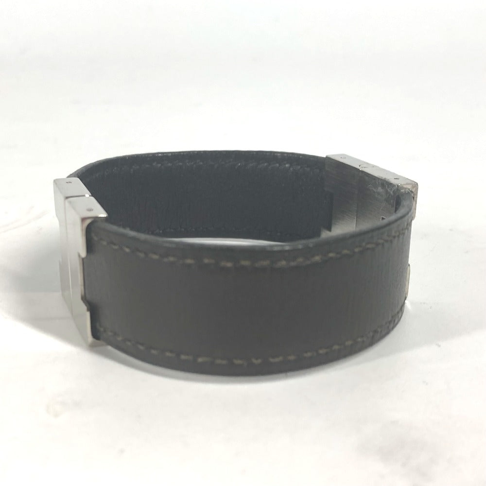 HERMES bracelet leather black Lurie H logo Women  d
