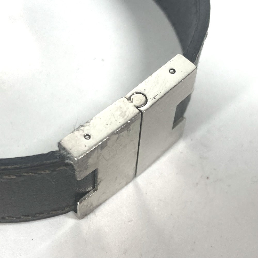 HERMES bracelet leather black Lurie H logo Women  d