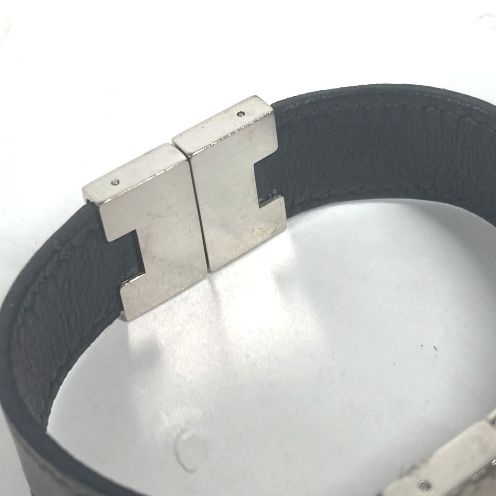 HERMES bracelet leather black Lurie H logo Women  d
