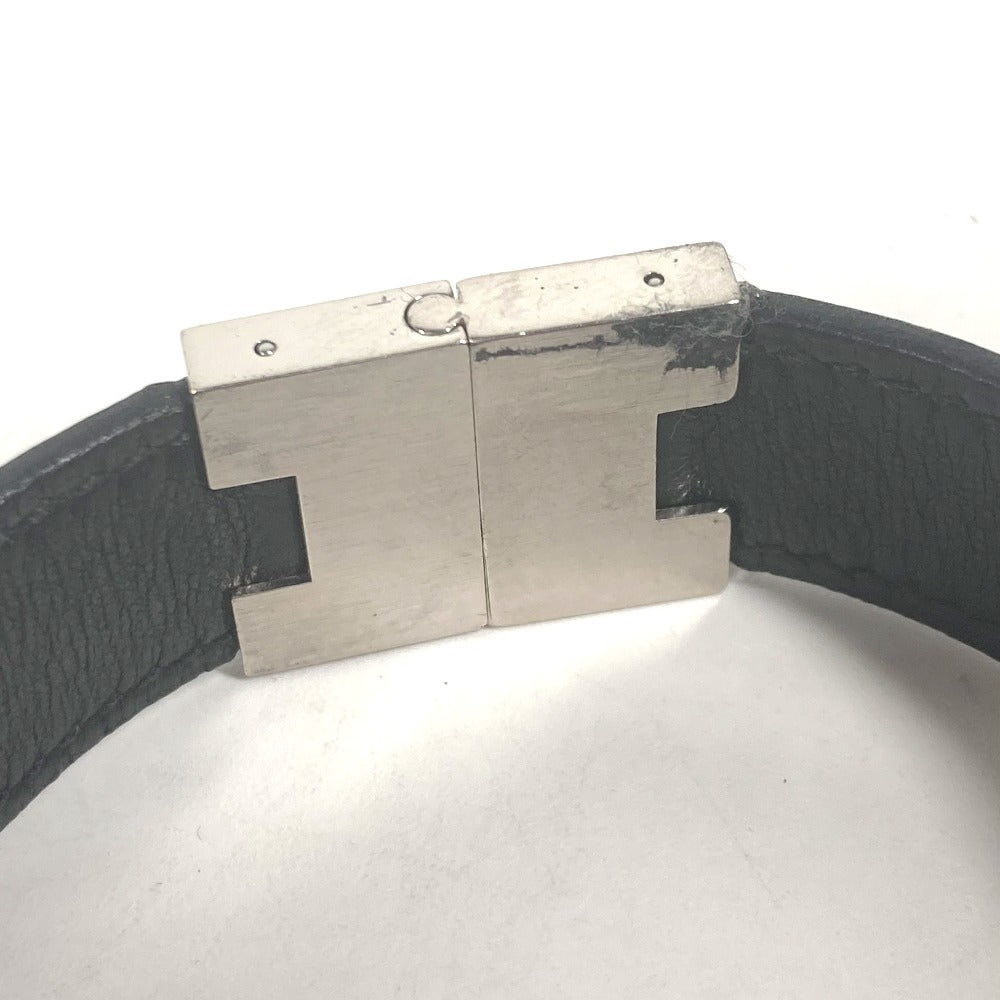 HERMES bracelet leather black Lurie H logo Women  d