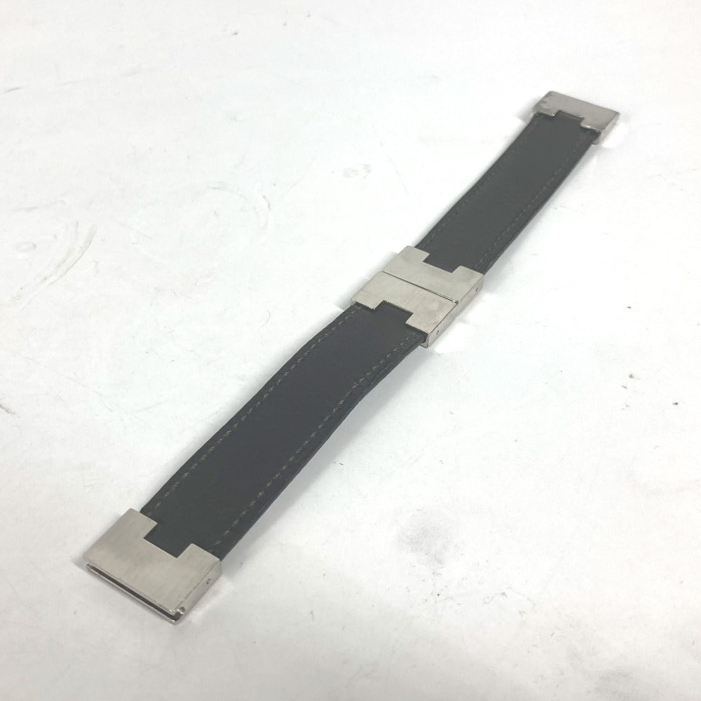 HERMES bracelet leather black Lurie H logo Women  d