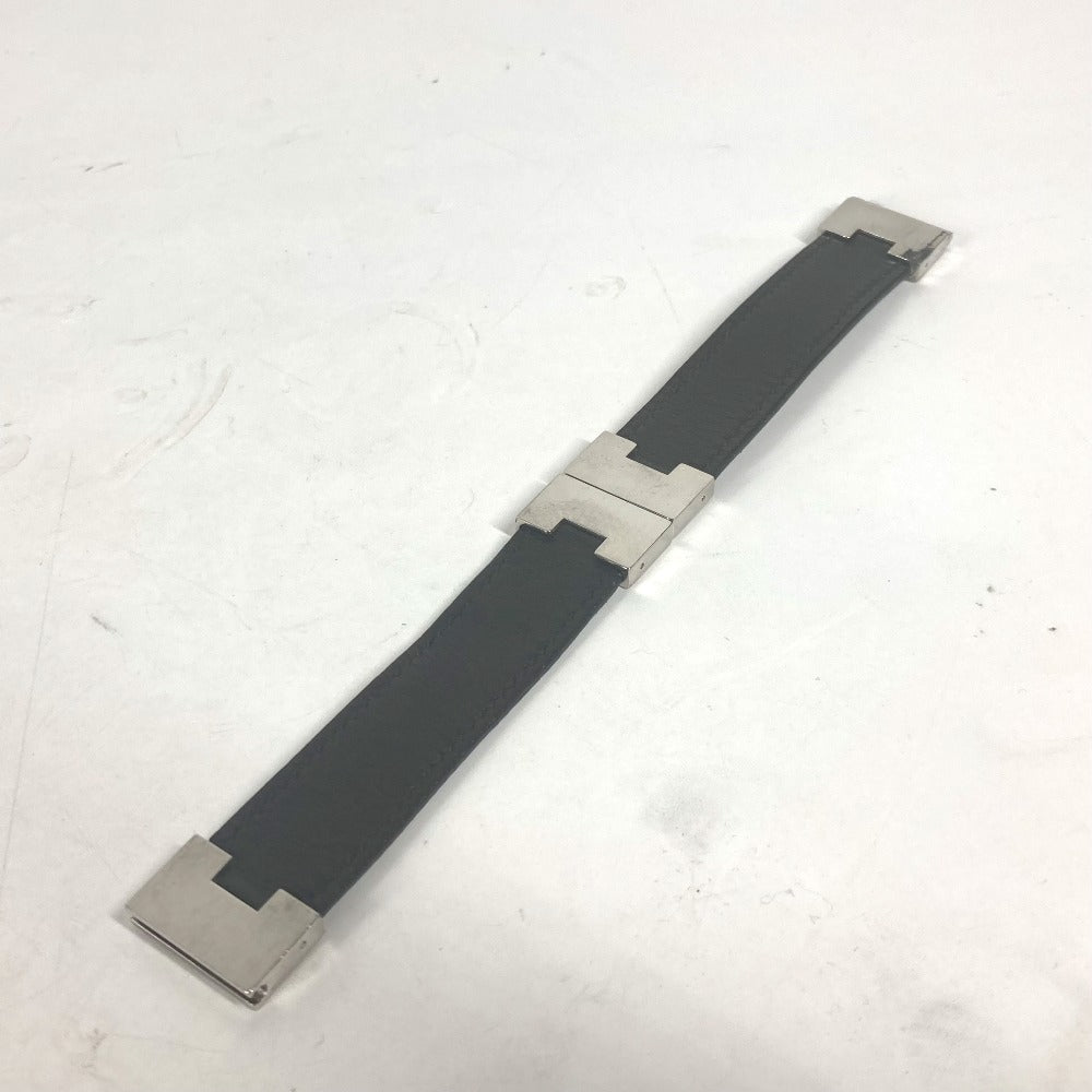 HERMES bracelet leather black Lurie H logo Women  d