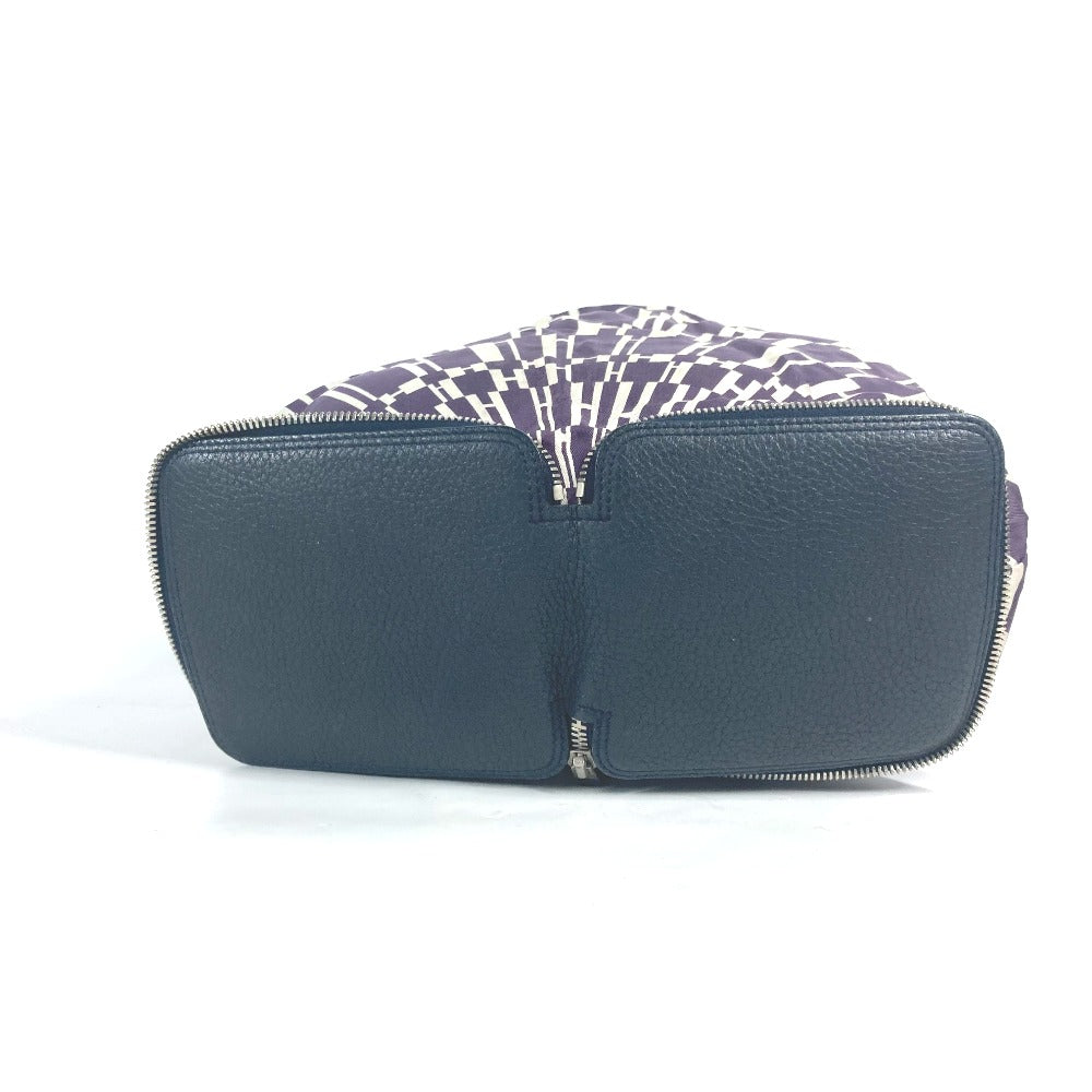 HERMES Shoulder Bag Leather, Silk Navy Bags Eco Bags Folding Silky pop Women  d