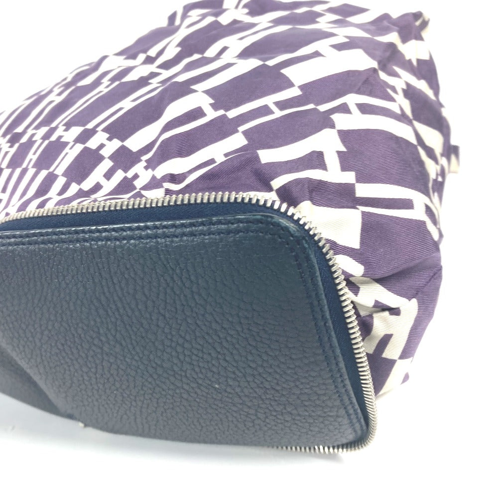HERMES Shoulder Bag Leather, Silk Navy Bags Eco Bags Folding Silky pop Women  d