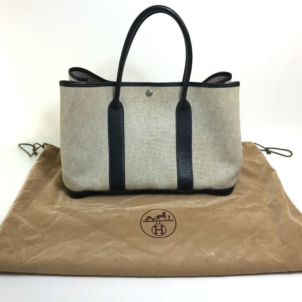 HERMES Tote Bag Toilet ash / buffle skipper Black x Natural Garden party PM Women  d