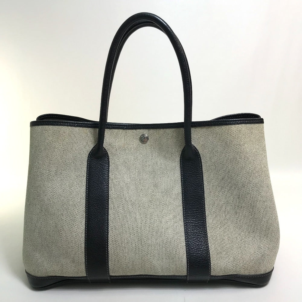 HERMES Tote Bag Toilet ash / buffle skipper Black x Natural Garden party PM Women  d
