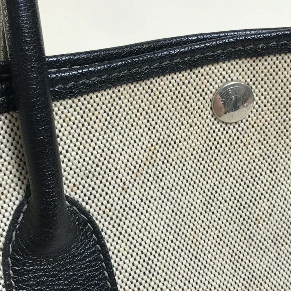 HERMES Tote Bag Toilet ash / buffle skipper Black x Natural Garden party PM Women  d