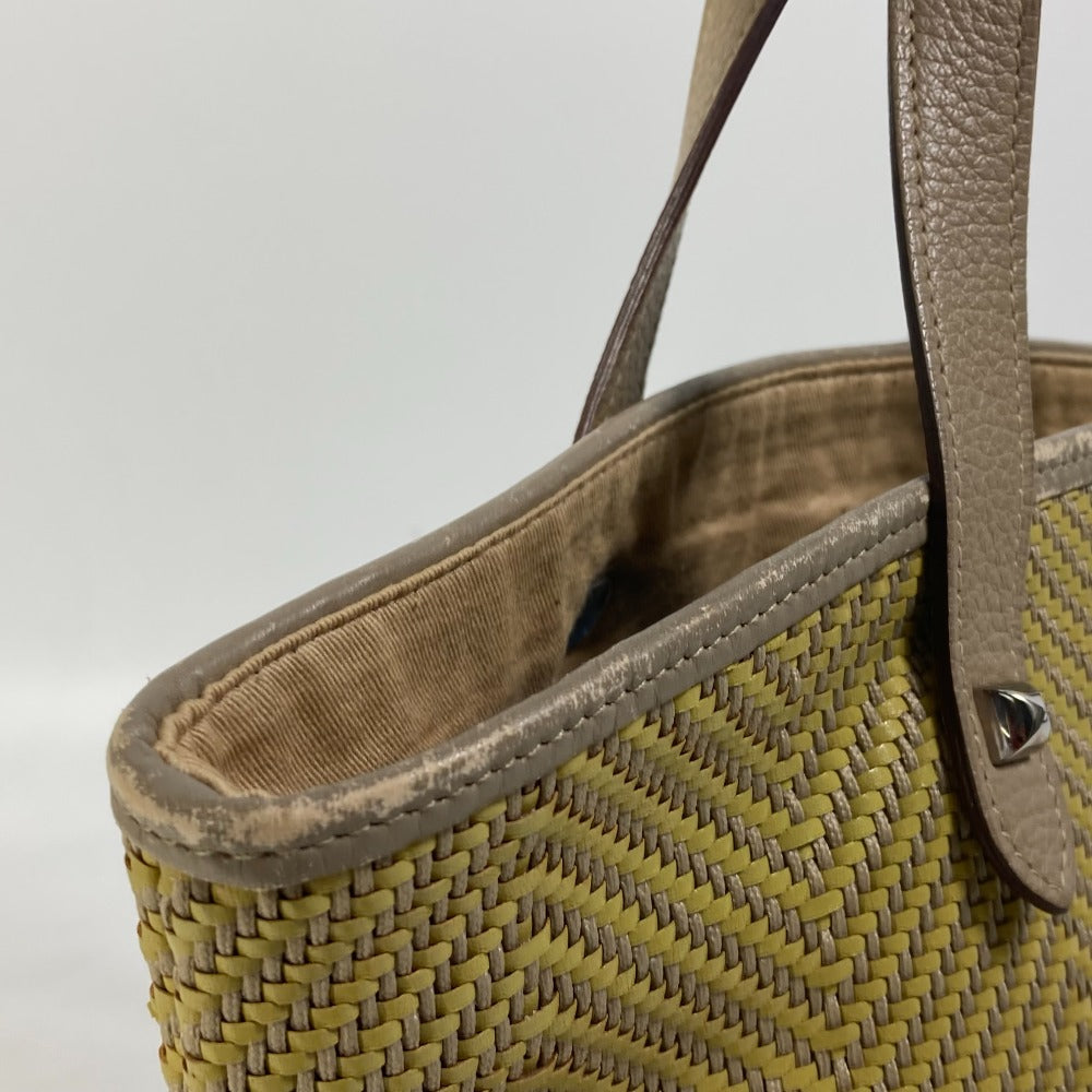 HERMES Tote Bag Leather, Polyester Yellow type Handbag Kaba Chennai PM Women  d