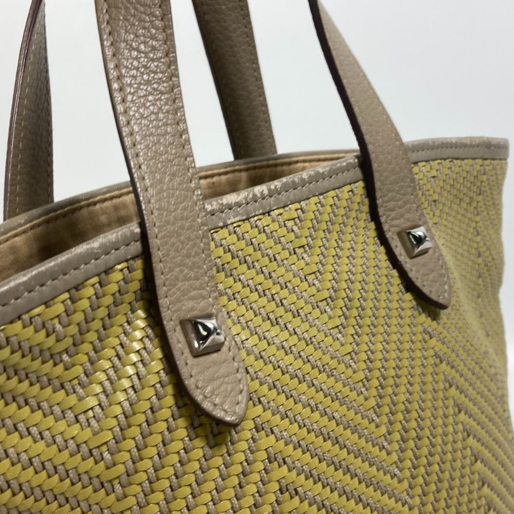 HERMES Tote Bag Leather, Polyester Yellow type Handbag Kaba Chennai PM Women  d