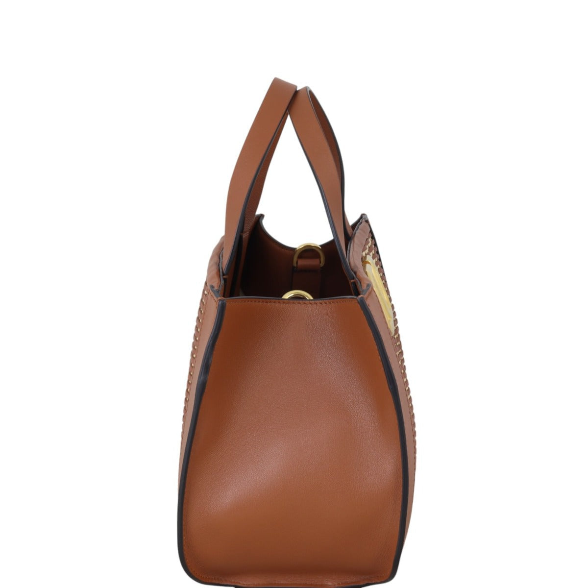 Valentino VLogo Plaque Top Handle Straw Bag