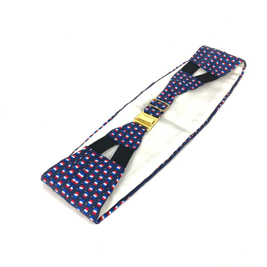 HERMES belt silk blue Accessories Cummer band Women 40  d