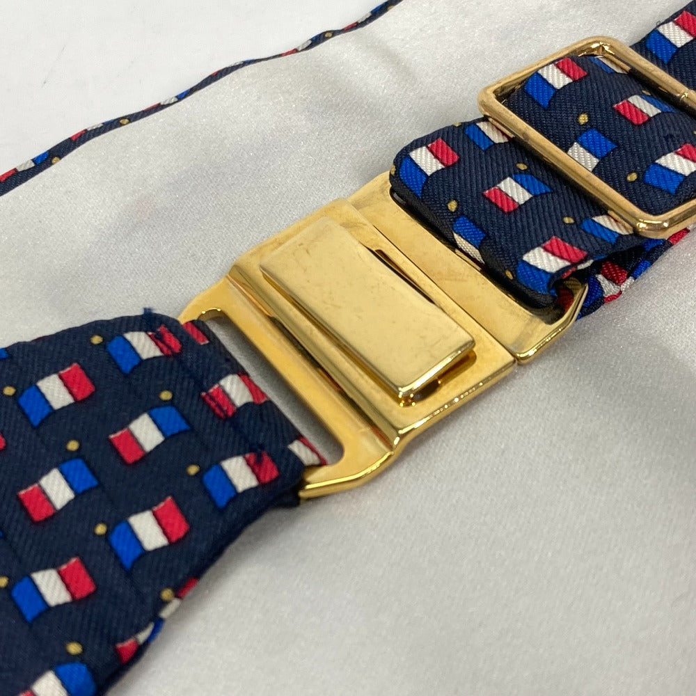 HERMES belt silk blue Accessories Cummer band Women 40  d
