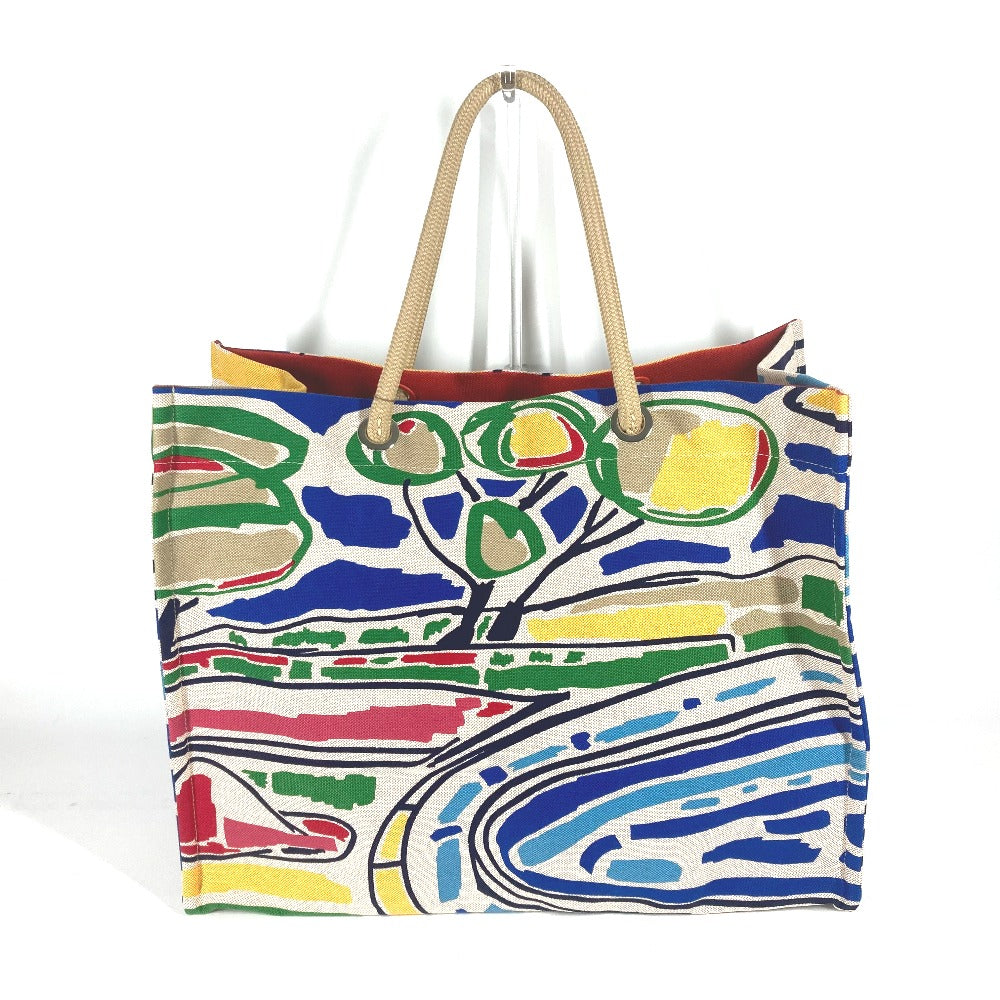 HERMES Shoulder Bag canvas multicolor beach bag bag Farniente Women  d