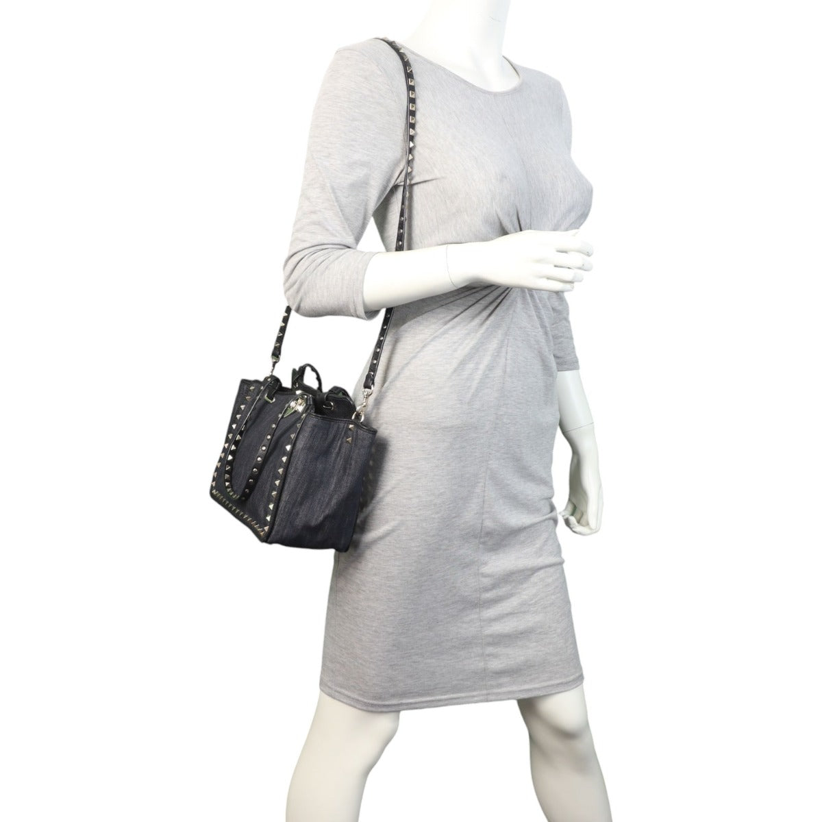Valentino Rockstud Denim Tote Small