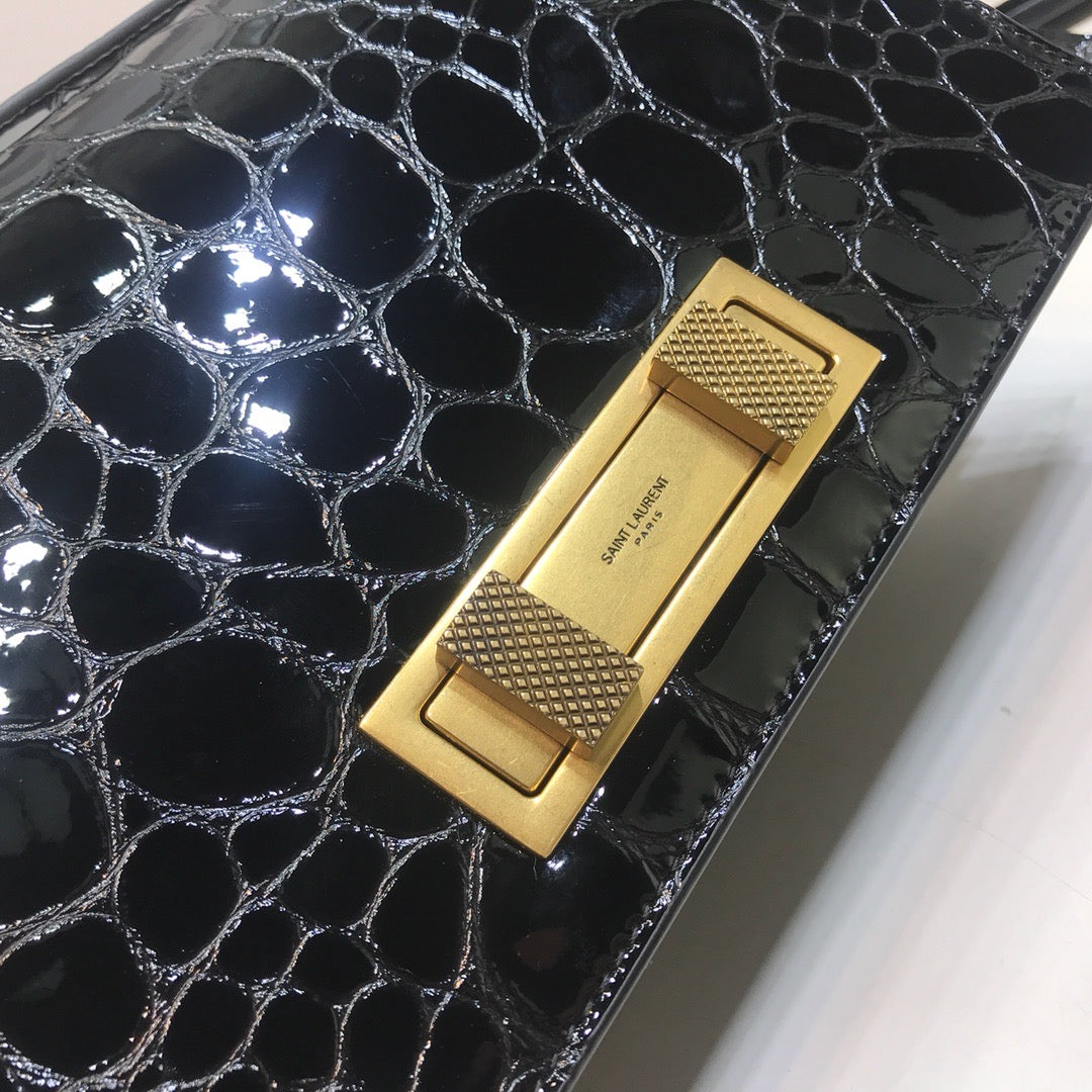 YSSL Cassandra Small Crossbody Bag With Stone Print Black For Women 7in/19cm YSL