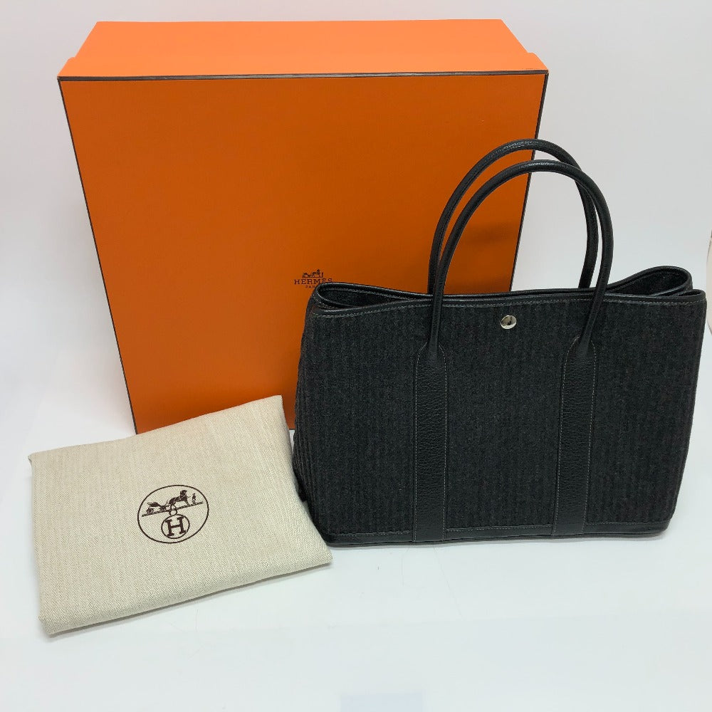 HERMES Tote Bag Felt leather gray Garden party PM Women  d