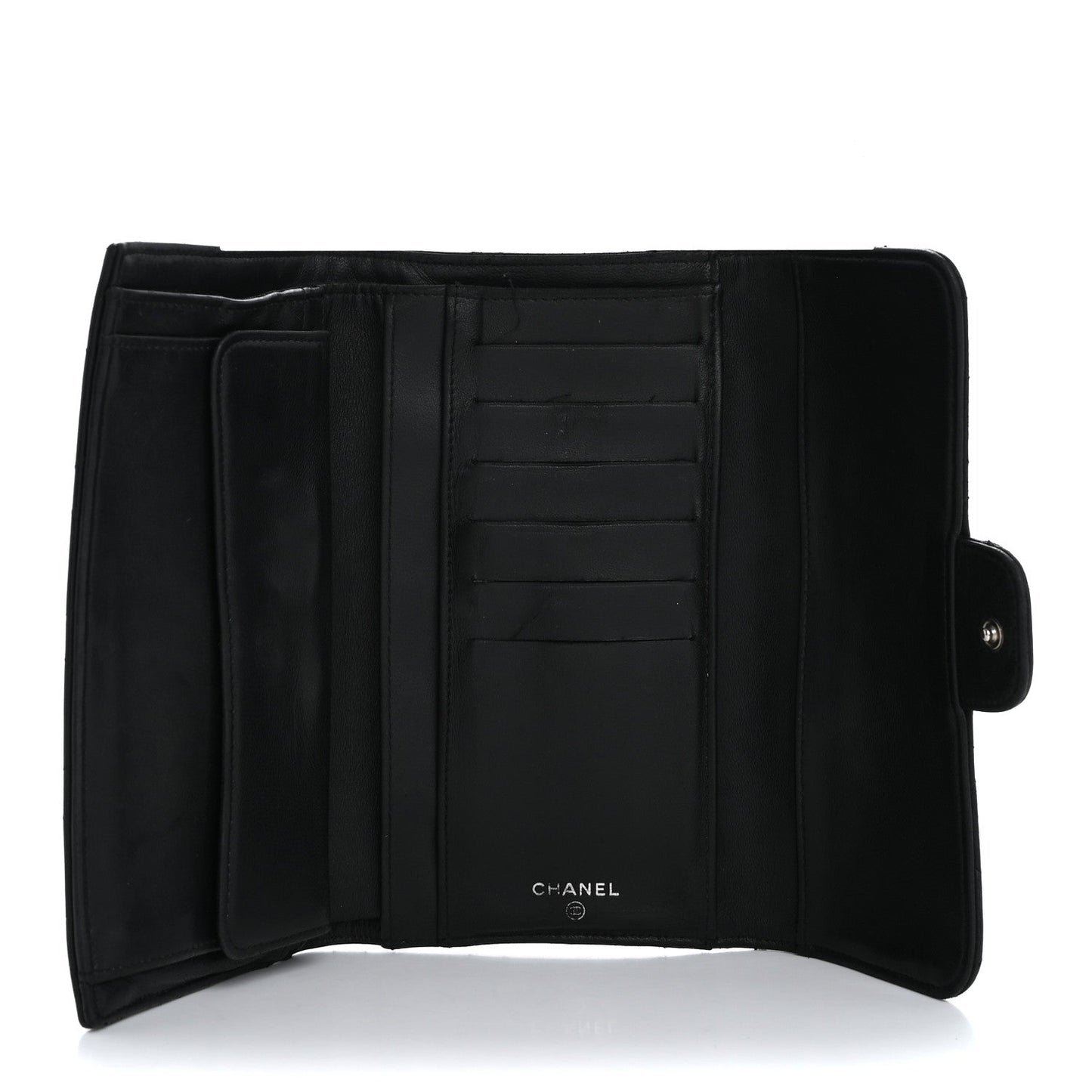 Chanel Lambskin Quilted Large Flap Wallet Black