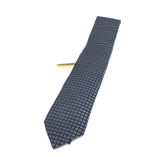 HERMES tie silk gray H logo mens  d
