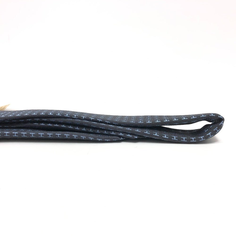 HERMES tie silk gray H logo mens  d