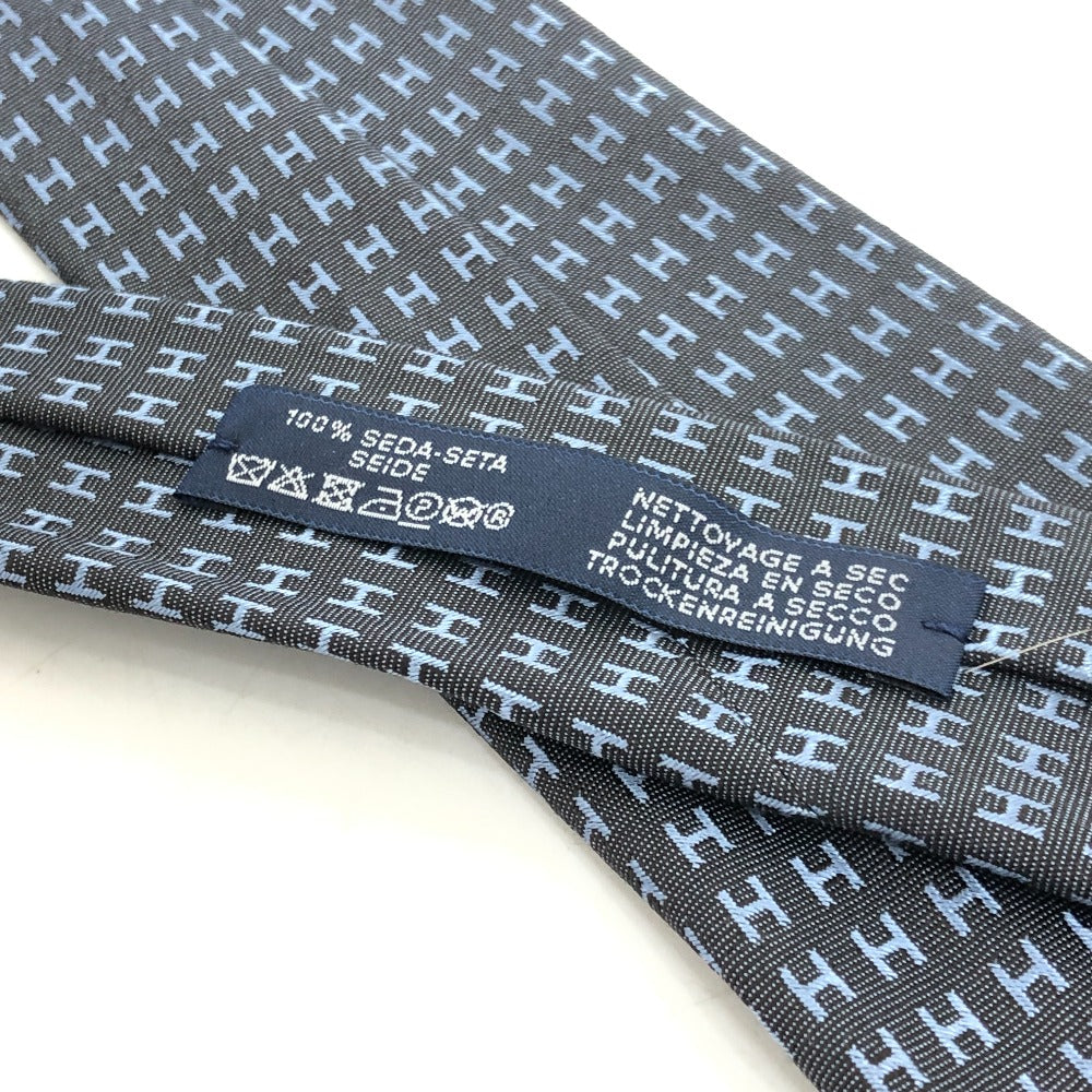 HERMES tie silk gray H logo mens  d