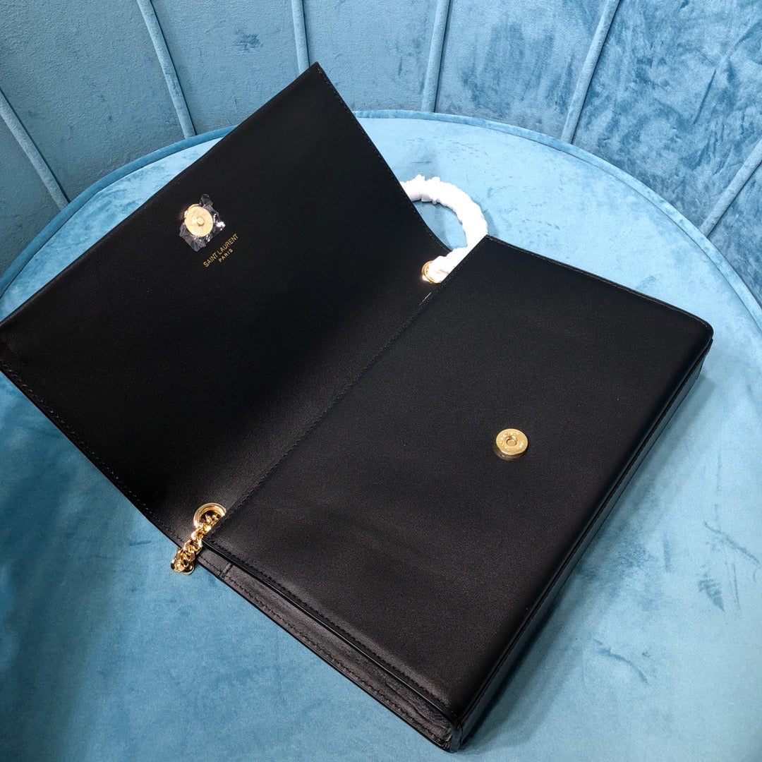 Top Quality Kate MeTop Qualityum Chain Bag With Tassel In Grain De Poudre Black For Women 9.4in/24cm YSL 354119BOW0J1000