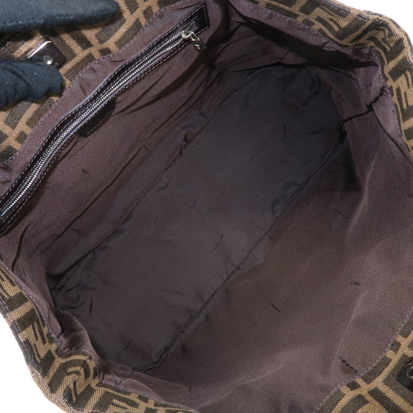 FENDI Zucca Canvas Leather Tote Bag Brown Black 26329  d