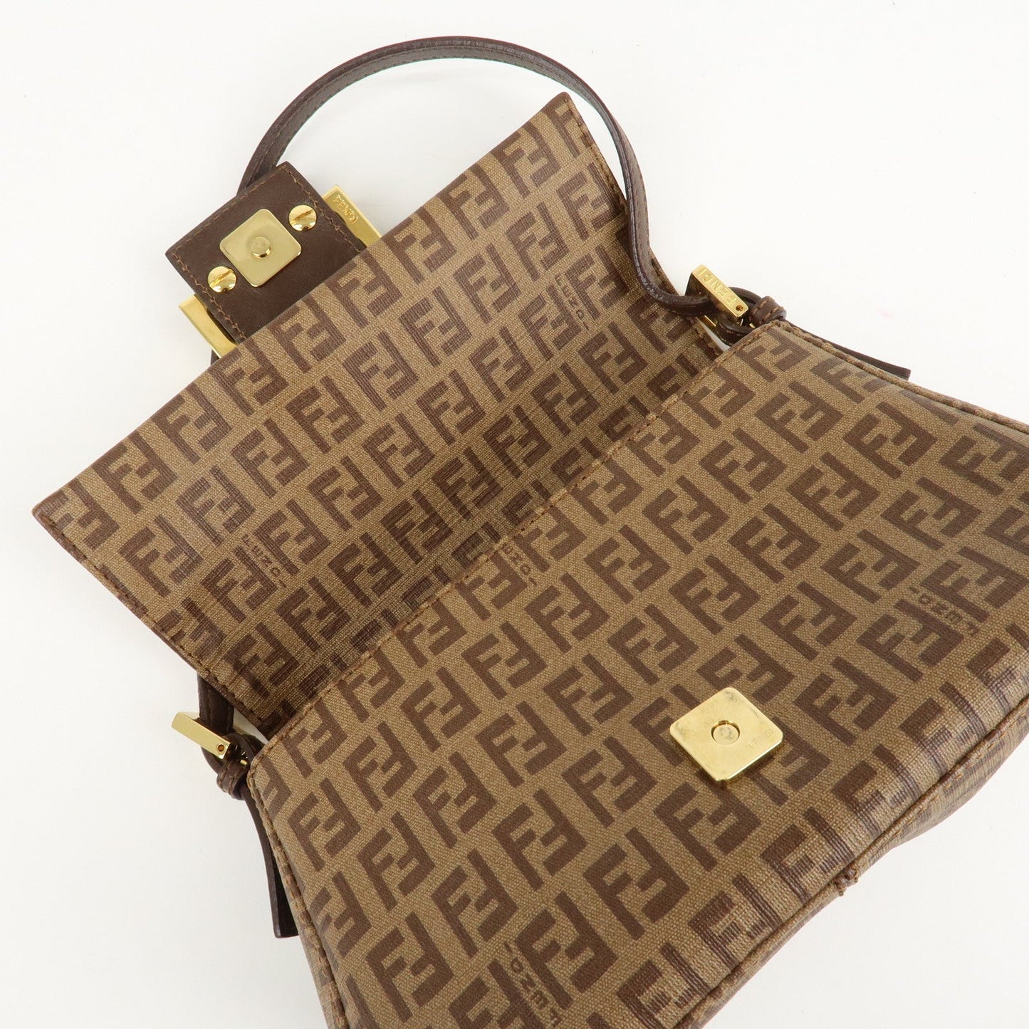 FENDI Zucchino Mini Mamma Baguette PVC Leather Hand Bag 8BR180  d