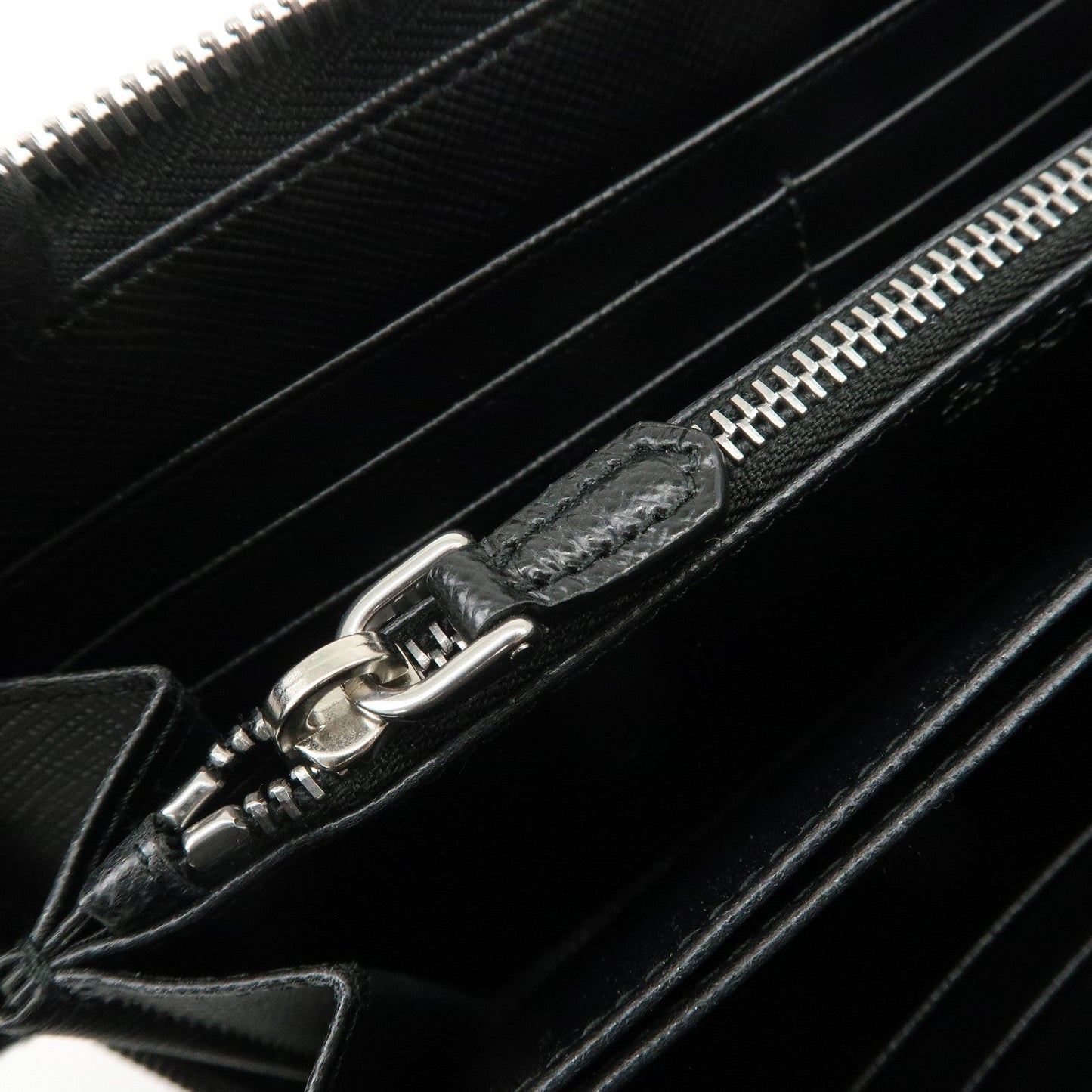 PRADA Logo Leather Round Zipper Long Wallet Flower 1ML506  d